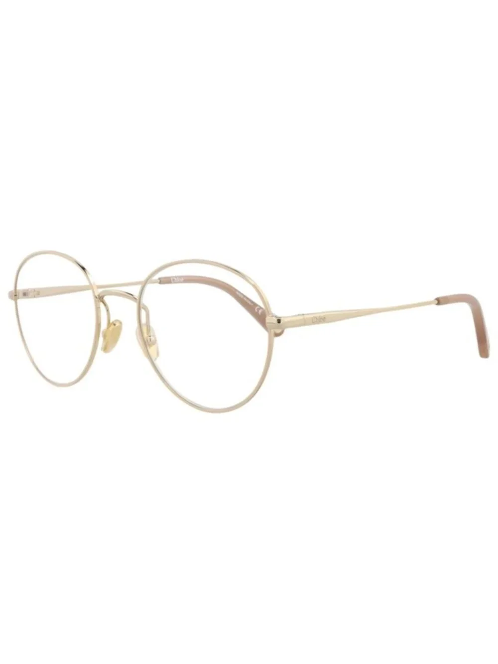 New Chloé Women's Eyeglasses Round Oval Metal Frame Nude Gold Transparent